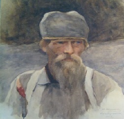 Шлейн Н. П. Портрет крестьянина. 1914 год. Бумага, акварель.