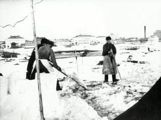 Ice on the river Volga